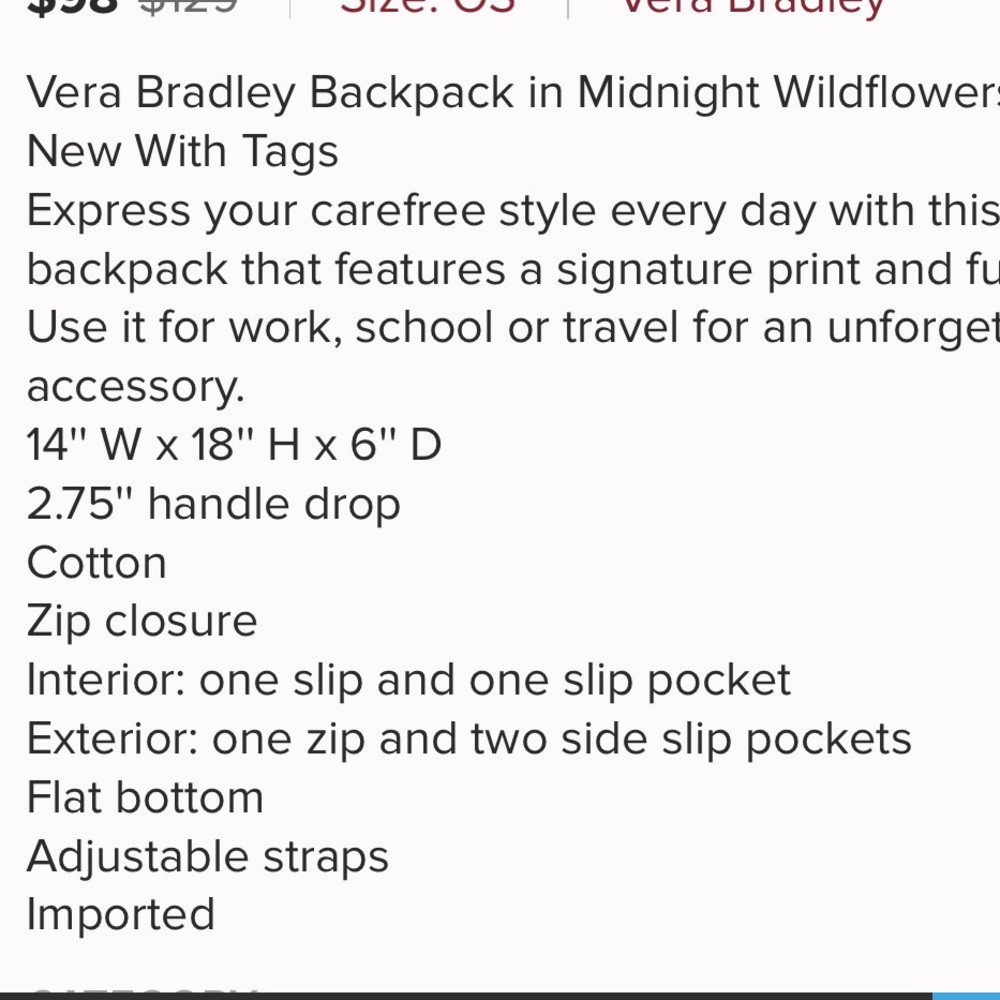 🌺Vera Bradley 3 pcs Backpack set - Picture 2 of 8